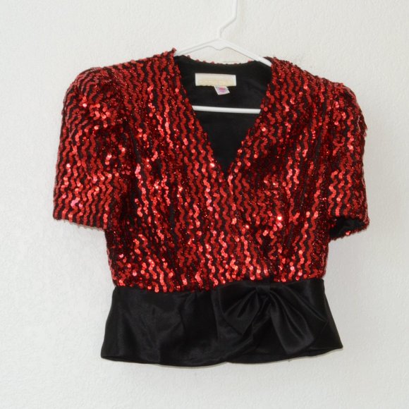 Barbara Chodos for Michael Marcella Sequin Top Vintage 80's Size 8 - Picture 1 of 9